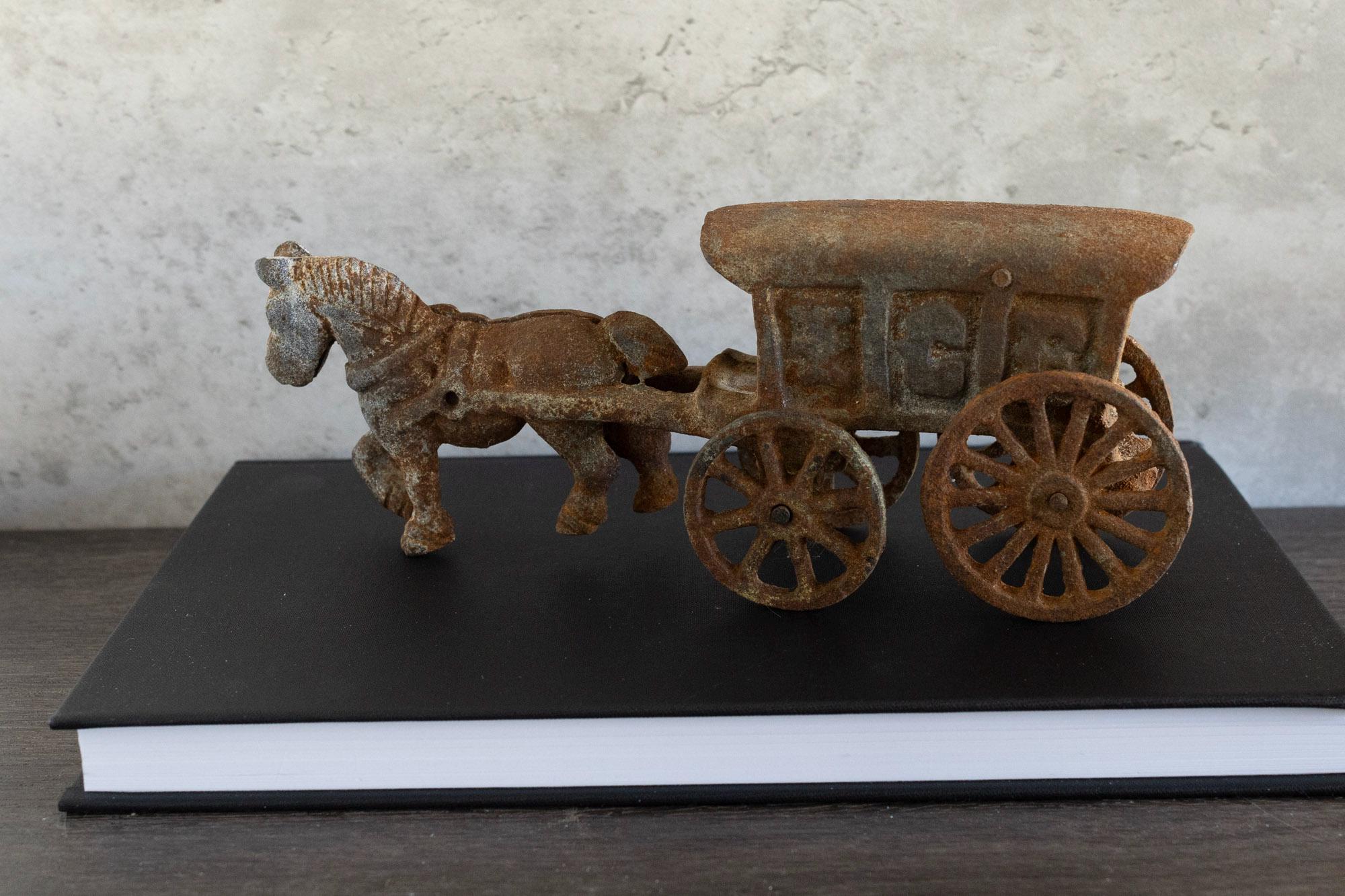 Vintage Cast Iron Horse Drawn Ice Truck