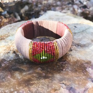 Suede Bracelet-Chunky Bracelet-Beaded Bracelet-Tribal Bracelet image 3