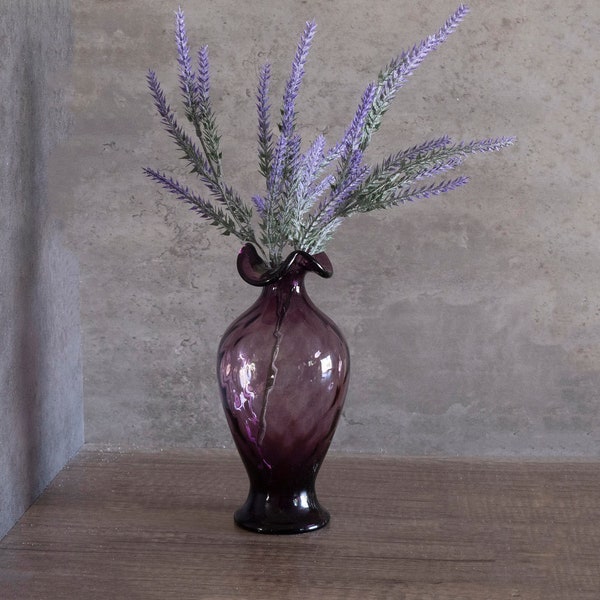 Fenton Glass AUBERGINE PURPLE Diamond Optic Vase