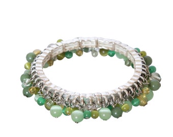 90's Green Beaded Stretch Bracelet