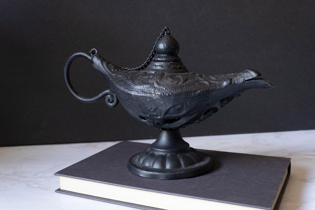 Heavy Black Cast Iron Aladdin's Lamp Oil Burning Lamp Etsy