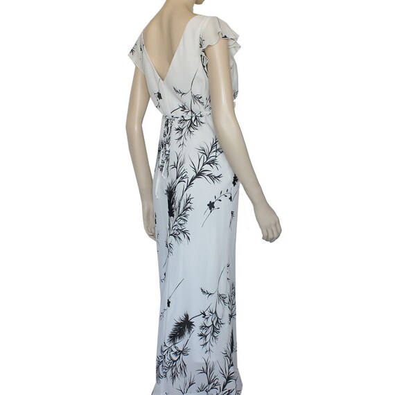 White Floral Flutter Sleeve Maxi Dress