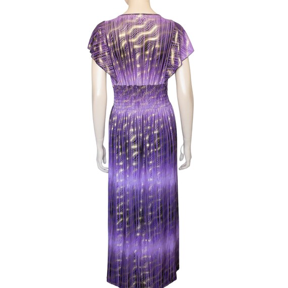Y2K Does Disco Flutter Sleeve Metallic Purple Dre… - image 5