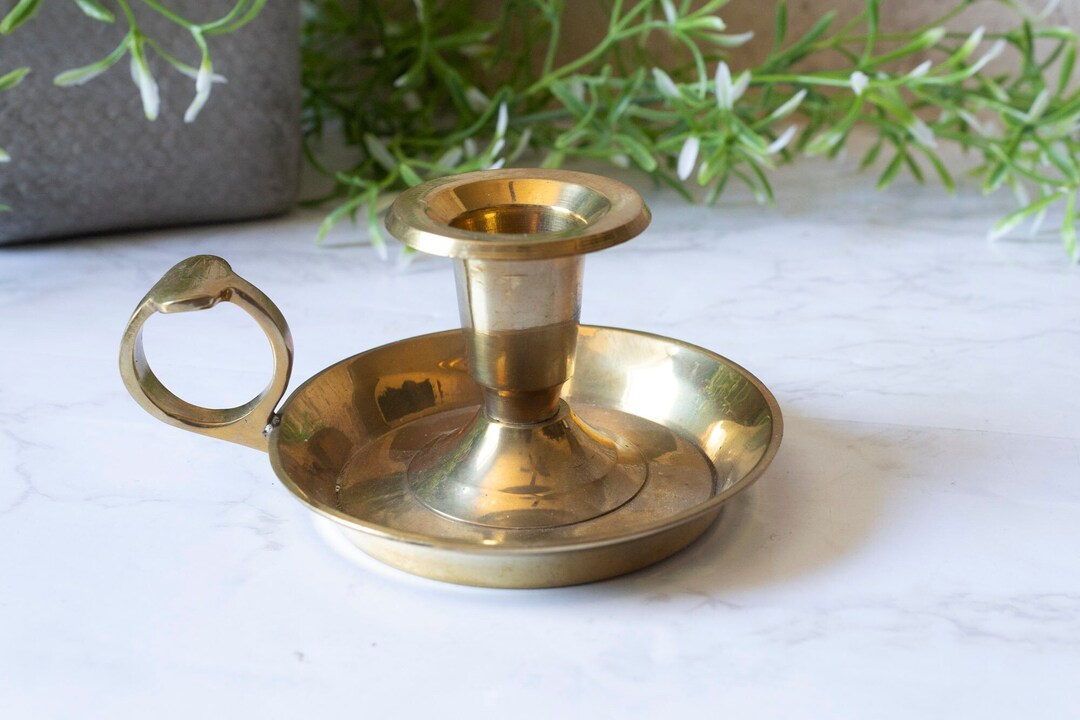Solid Brass Vintage Candle Holder Finger Loop Style Etsy
