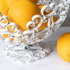 Vintage Cottagecore White Scroll Spanish Style Fruit Basket-filigree ...