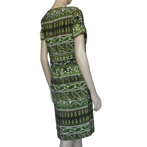 Vintage Green Shift  Dress With Tropical Design By Kathie Lee Size 6 View 6