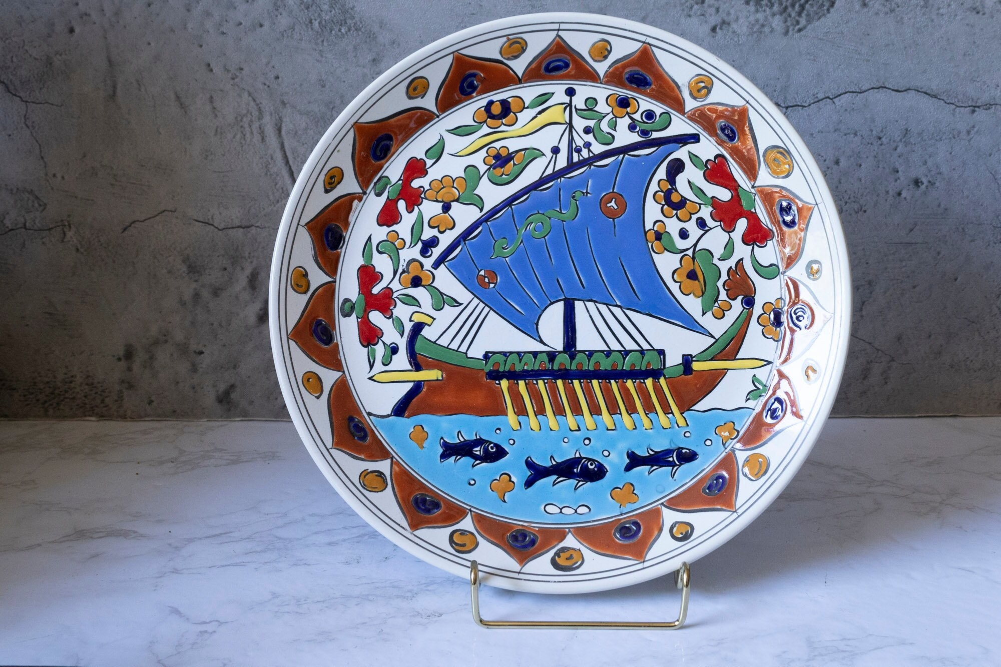 Vintage Handmade Neofitou Keramik Plate | Made in Faliraki, Rodos