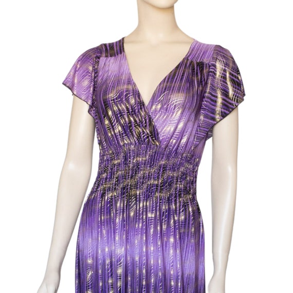 Y2K Does Disco Flutter Sleeve Metallic Purple Dre… - image 3