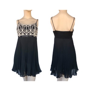 Pleated  Dress -Little Black Dress -LBD -Strapless Dress -Cocktail Dress- Party Dress -Size S- 90s - Black Dress-Embroidered Dress