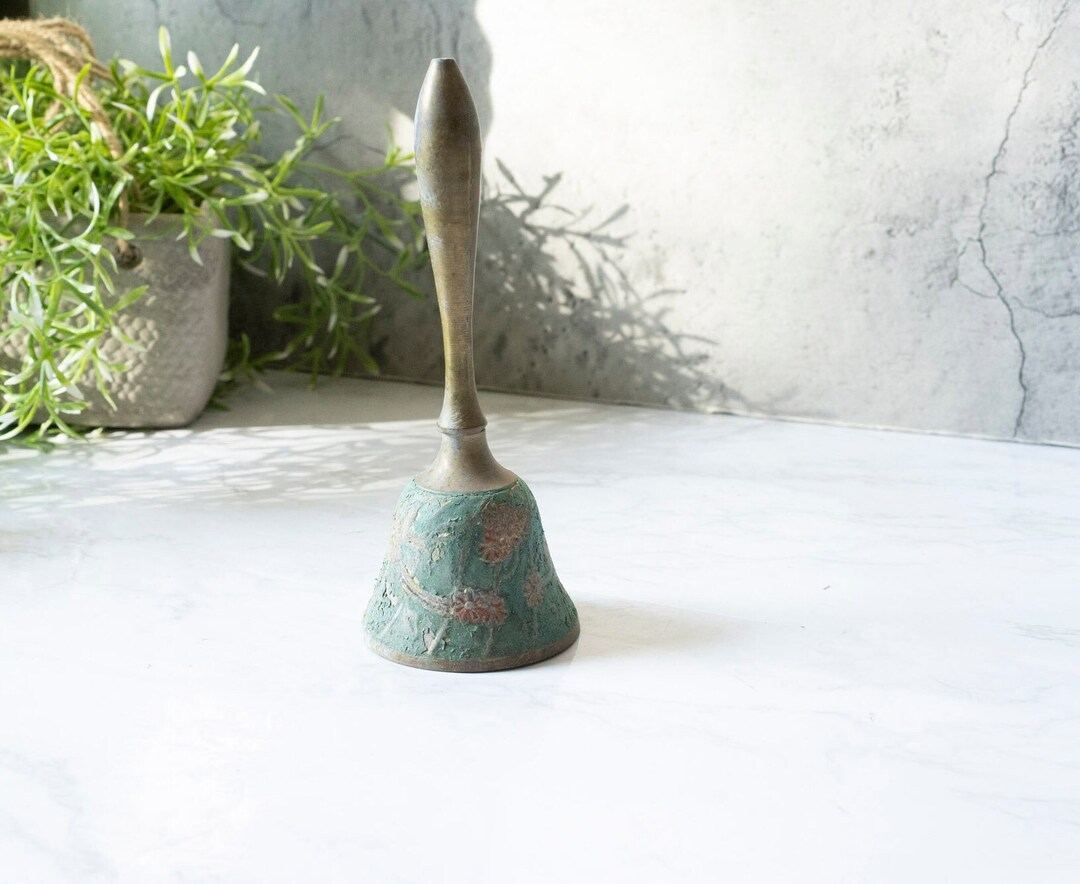 Vintage Brass Table Bell With Raised Textured Floral Motif - Etsy