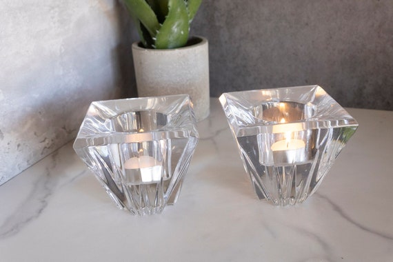 A pair of Lenox Crystal Votive Candlholders "Lenox" Ovations Crosswinds Crystal Votive Candle Holder Made In Slovenia.