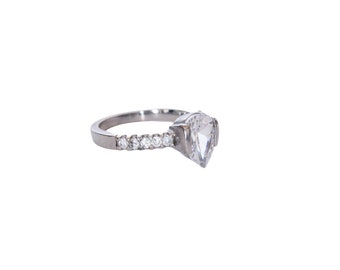 Vintage Simulated Pear Shape Diamond Ring Size 8