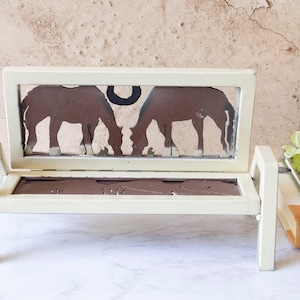 Rare Vintage Mini Iron Work Horse Table Bench/Plant Holder/Dollhouse Miniatures
