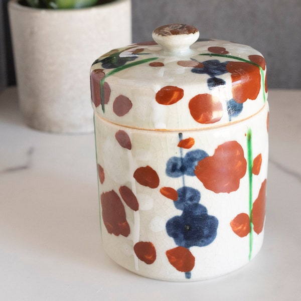 Vibrant Hand Painted Jar With Lid