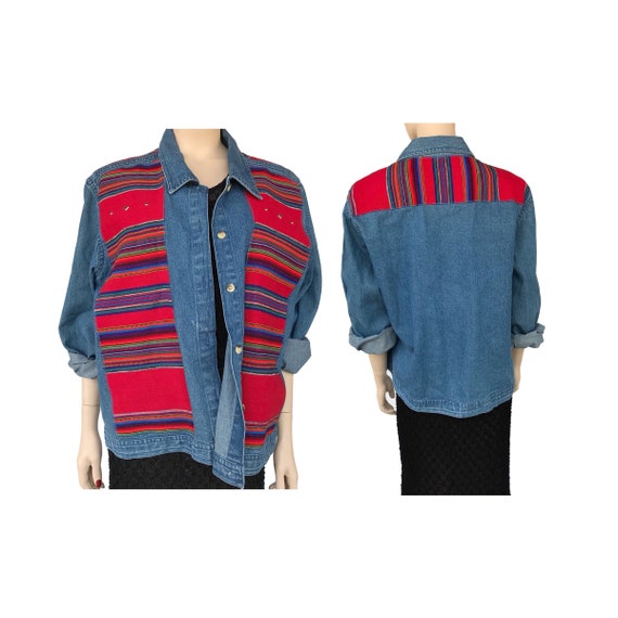 Western Jean Jacket Southwestern Vintage 80s Deni… - image 1