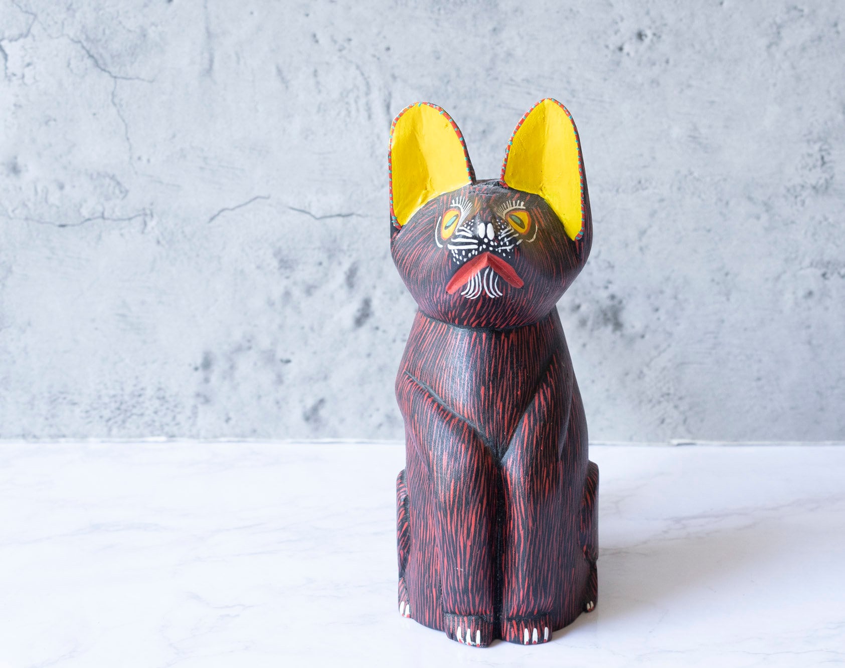 Vincente Hernandez Vasquez Oaxacan Cat Mexico Wood Carving Vintage