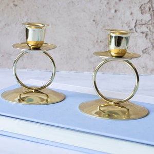 Set of Gold Ring Candleholders /Candlestick Holders