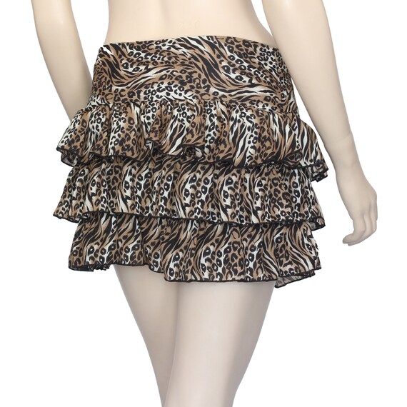 90's Vintage Animal Print Ruffle Skirt Size 5 - image 7
