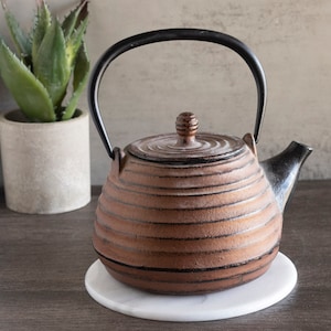 Vintage Japan Cast Iron Heavyweight Brown Black Teapot w/Lid