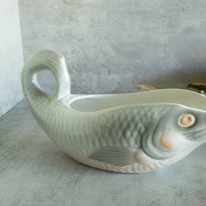 Vintage Sarreguemines Fish Shaped Sauce Gravy Boat Made in France