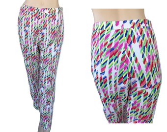 Agnona Weekend Pants Agnona 80s High Waisted Trousers Watercolor Vintage 80s Size 46 Vintage Pants-High Waist-White Pants-Vintage Pants-