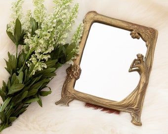 Lady of the Lake Antique Art Nouveau Free-Standing Table Mirror