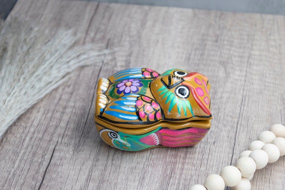 Mexican Clay Pottery Owl Trinket Box Clay Hand Pa… - image 4