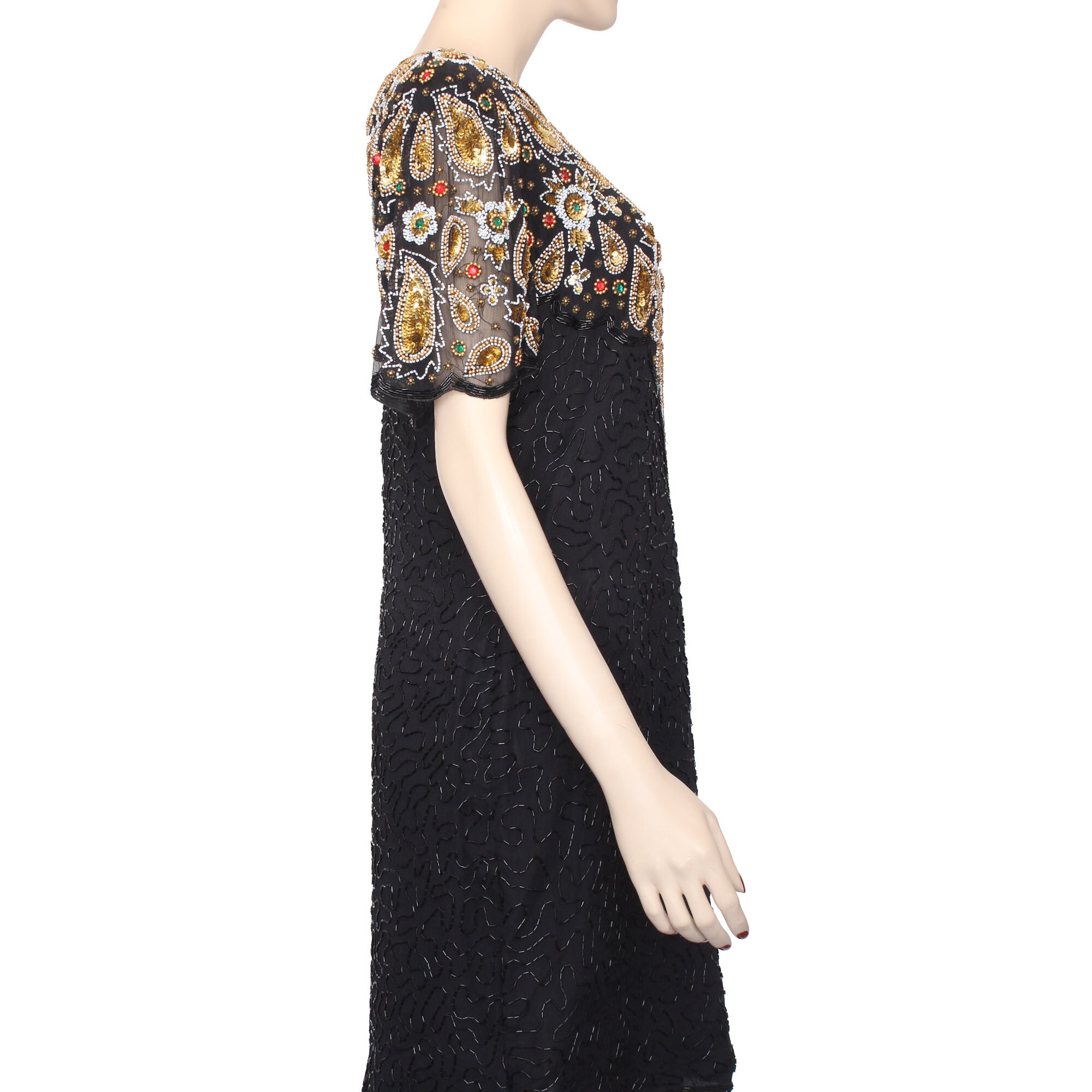 Laurence Kazar Black Silk Sequin Beaded Dress Size Large - Etsy Laurence Kazar Black Silk Sequin Beaded Dress Size Large - Etsy