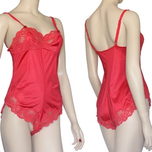 1970s Red Lace Teddy Onesie Size S By Jezebel Renee Hollywood