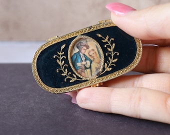 Vintage Estee Lauder Solid Perfume Compact, Small Oval Perfumed Compact Keepsake Victorian Style