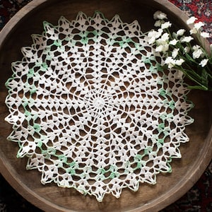 Vintage Round  Multi Color Floral Crochet Doily Colorful Trim Lace doilies Table decoration Crocheted Doilies Centerpiece