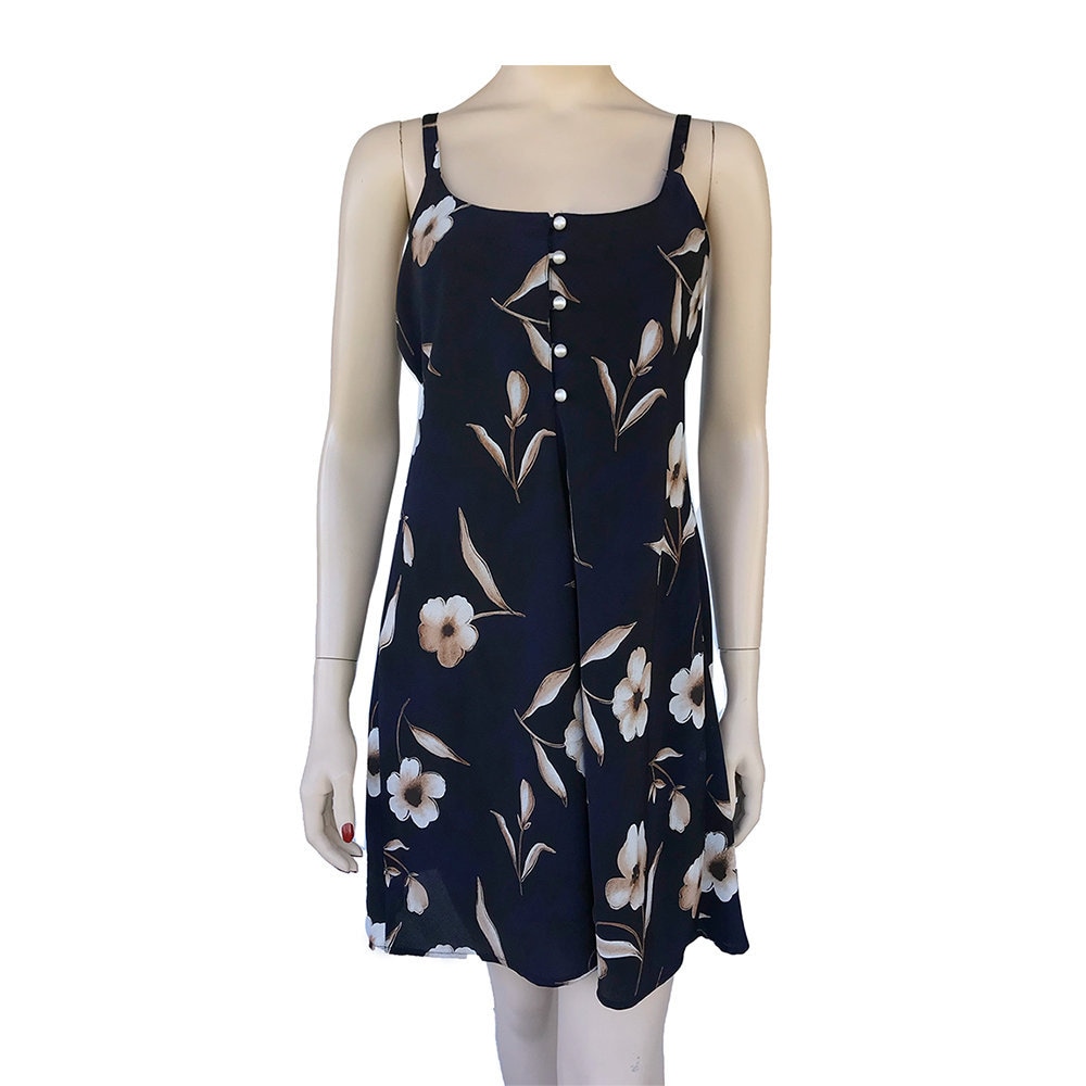 90s floral spaghetti strap dress Posy Mesh Slip Dress Black/Royal / M