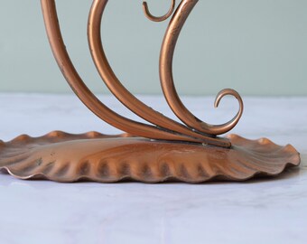 Vintage Gregorian Copper Scroll Work Swirled Candlestick Holder