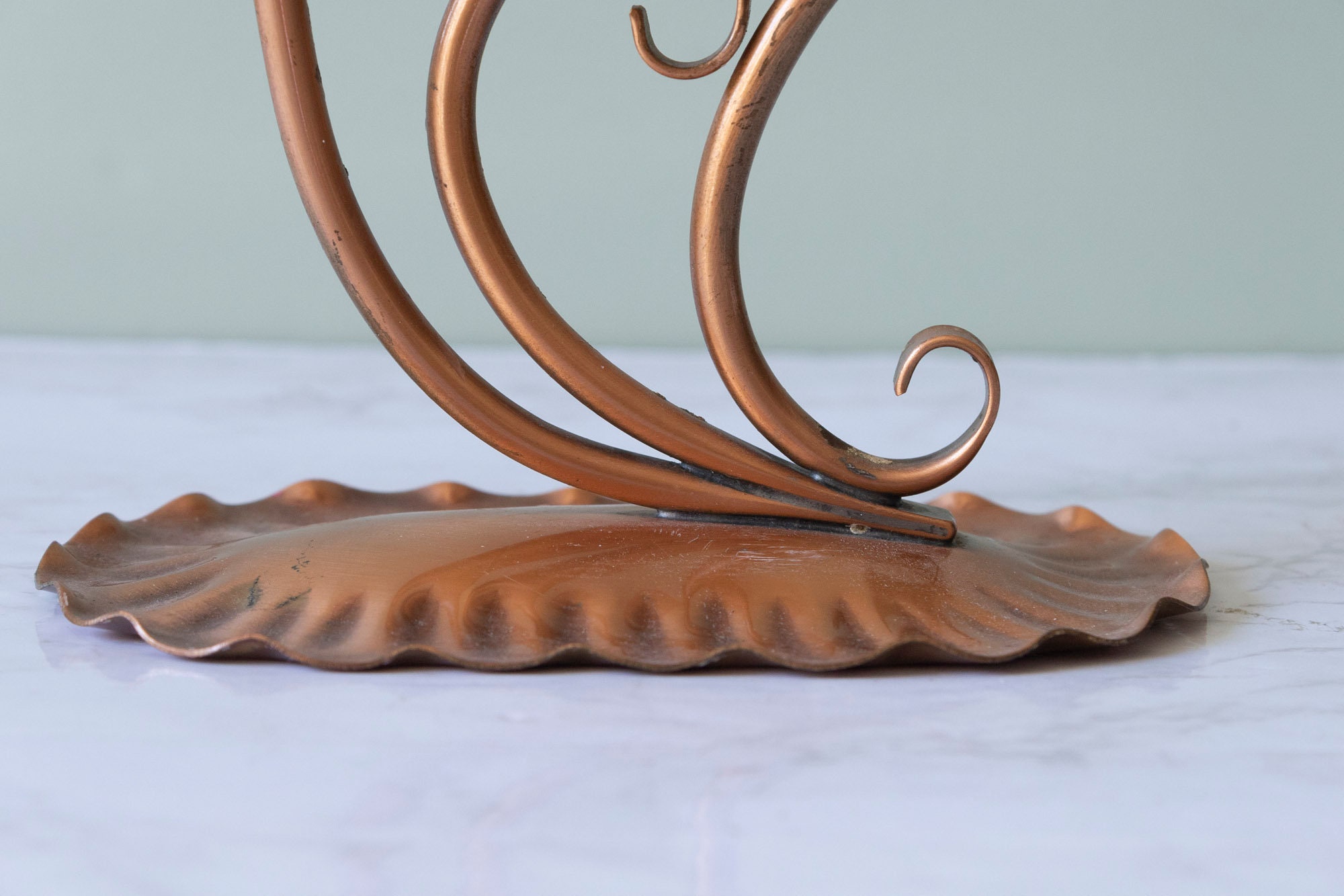 Vintage Gregorian Copper Scroll Work Swirled Candlestick Holder