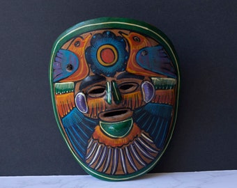 Mexican Terracotta Wall Mask, Terracotta Pottery, Hand-painted Mask, Tribal Art Clay Pottery Mask