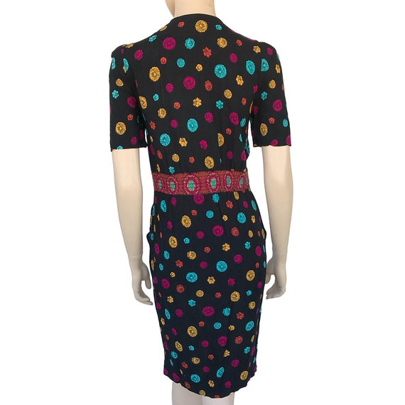 90's Dress Technicolor Dress Neon Daisy Dress Gol… - image 5