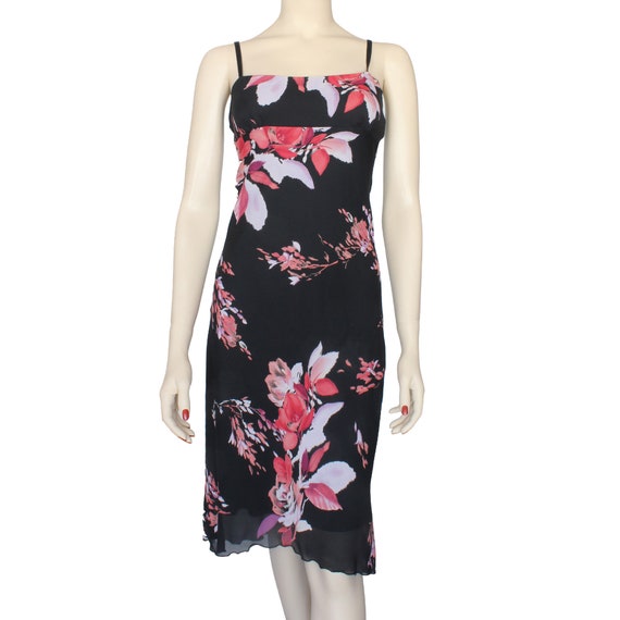 Boho Black Floral Sleeveless Dress Size XS