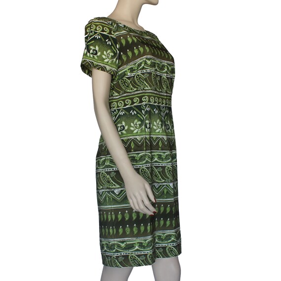 Vintage Green Shift  Dress With Tropical Design By Kathie Lee Size 6 View 4