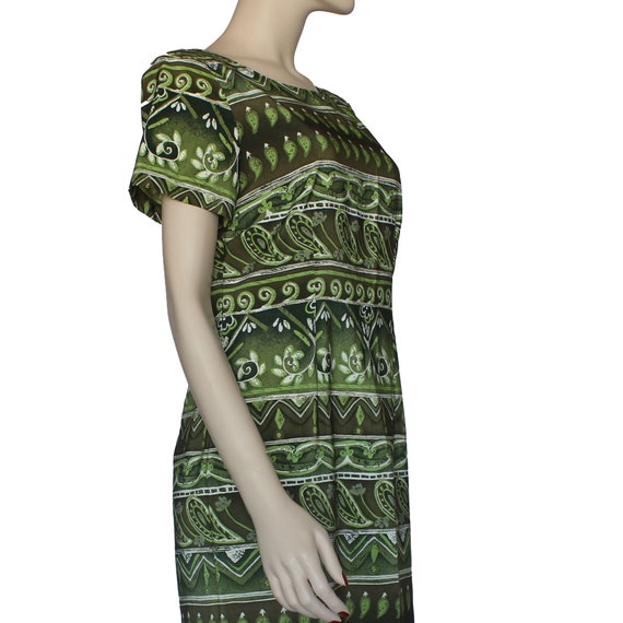 Vintage Green Shift  Dress With Tropical Design By Kathie Lee Size 6 View 3