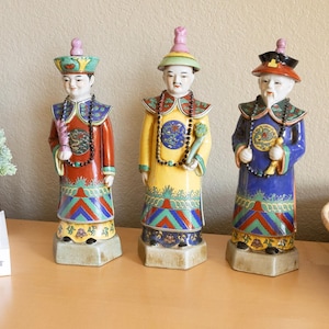 Vintage Emperors of the Chinese Qing Dynasties Hand-painted Porcelain Statues by Reproductions by Pier 1 Imports Sold Individually