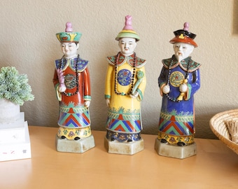 Vintage Emperors of the Chinese Qing Dynasties Hand-painted Porcelain Statues by Reproductions by Pier 1 Imports Sold Individually