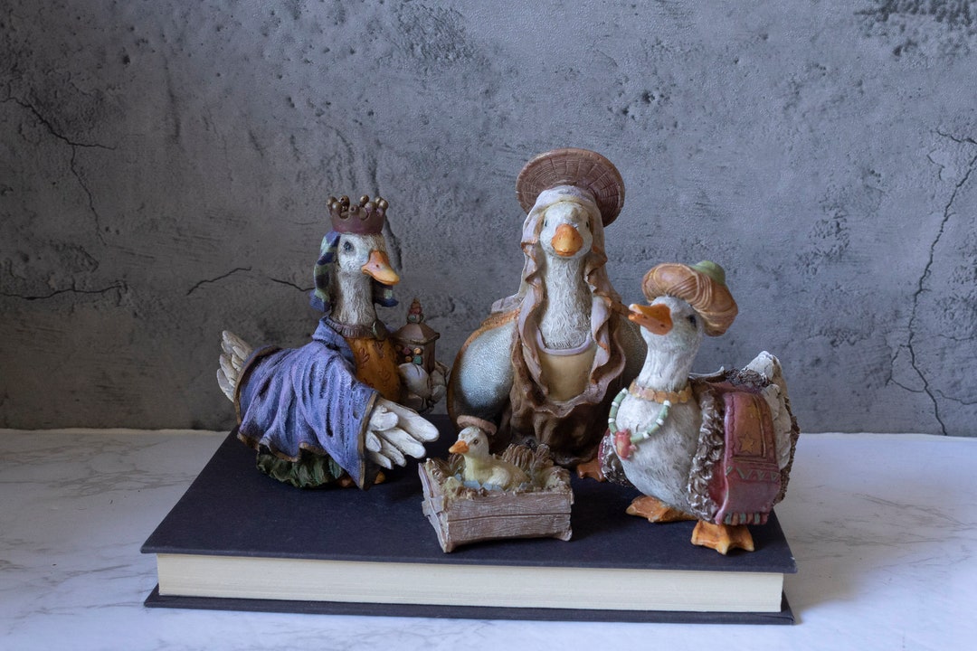 Adorable Vintage Ducks Nativity Scene Ceramic 4 Piece Set Etsy