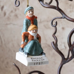 Norman Rockwell 1987 Christmas Ornament,Skating Lesson, The Saturday Evening Post Cover Collection, Dave Grossman Designs