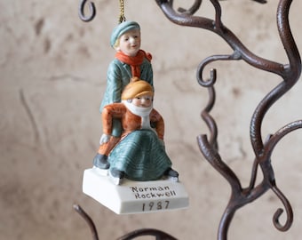 Norman Rockwell 1987 Christmas Ornament,Skating Lesson, The Saturday Evening Post Cover Collection, Dave Grossman Designs