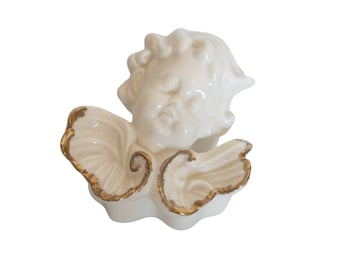 Cherub Trinket Box, Vintage Porcelain Angel Trinket Box