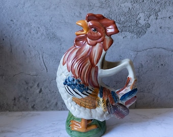 Vintage Ceramic Rooster Pitcher Farmhouse Decor