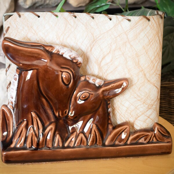 Vintage Mid Century Modern Brown Deer Fawn TV Lamp