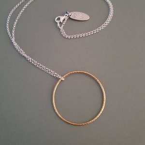 minimalistische ketting, hanger cirkel, bicolor, zilver goud KetteSilberKreisGold