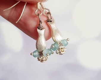 Earrings silver, hanging, fish pendant