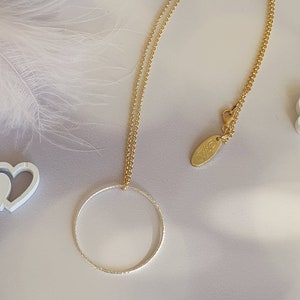 minimalistische ketting, hanger cirkel, bicolor, zilver goud afbeelding 7